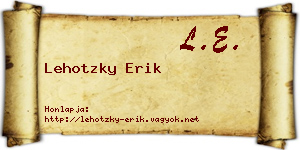 Lehotzky Erik névjegykártya